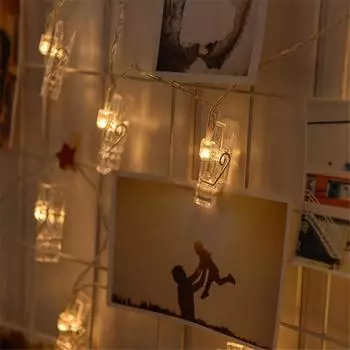 Зажим для фотографий, сказочный гирляндный светильник, 10 зажимов, вилка европейского стандарта, водонепроницаемый декоративный светильник для общежития, спальни, вечеринки, свадебного украшения