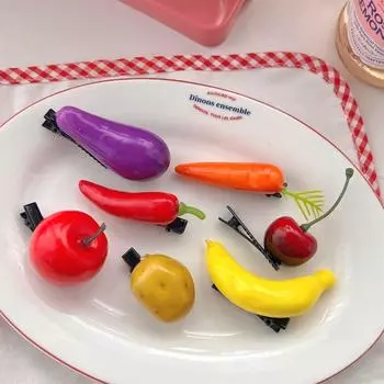 Зажим для головных уборов, женская заколка с фруктами, заколка в корейском стиле, аксессуары для волос, заколка для волос с имитацией еды