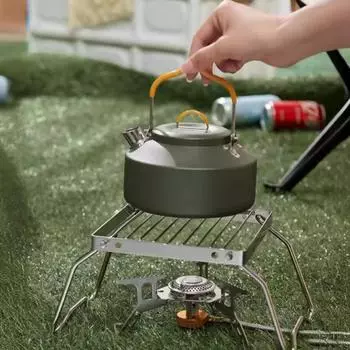 Зажим для гриля из нержавеющей стали, переносной и складной, держатель для чайника, многофункциональный инструмент для кемпинга и пикника Striped model (without storage bag)