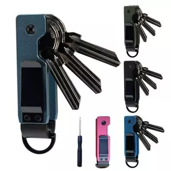 Зажим для хранения ключей Компактный дизайн Металлическая конструкция Портативный органайзер для хранения ключей на открытом воздухе чёрный