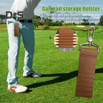 Зажим для хранения клюшек для гольфа с 5 держателями, держатель для шипов для гольфа из искусственной кожи, портативный органайзер для клюшек для гольфа, зажим для ремня для сумки для гольфа, подарки для гольфистов коричневый