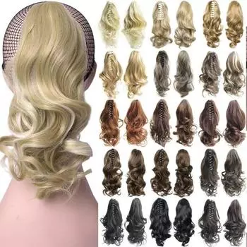 Зажим для хвоста челюсти в наращивании волос Зажимы для хвоста пони на шиньоне вьющиеся волнистые