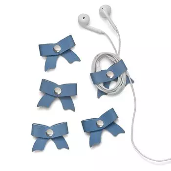 Зажим для кабеля SenseAGE из искусственной кожи, симпатичная лента, канцелярские принадлежности, зажим для наушников, намотка шнура, организация хранения, краткое описание проводки, синий [набор 5] - (5смx4смx0.5см) синий
