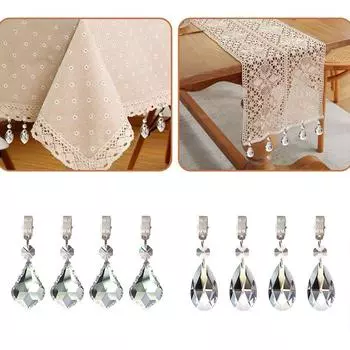 Зажим для капель воды, костюм, 4 шт., скатерть, подвеска из хрустального стекла, металлическая подвеска-призма 10cm