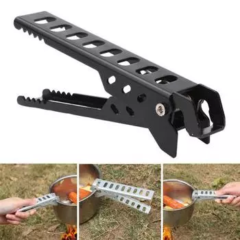 Зажим для кастрюли из алюминиевого сплава с полой ручкой, зажим для горячей пластины, зажим для кемпинга на открытом воздухе, противоожоговые щипцы, держатель зажима серебряный