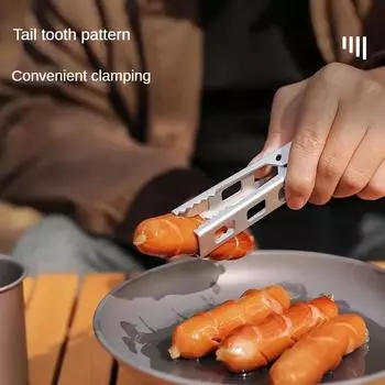 Зажим для кастрюли с защитой от ожогов, зажим для еды на открытом воздухе, кухонный зажим для миски, сковороды, зажим для посуды с защитой от ожогов для кемпинга, барбекю, пикника белый