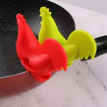 Зажим для крышки кастрюли, термостойкий, хорошая прочность, защита от разливов, форма курицы, держатель для крышки кастрюли, кухонные гаджеты красный