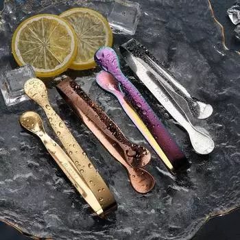 Зажим для льда из нержавеющей стали Зажим для горячих полотенец Щипцы для хлеба Еда для барбекю Утолщение зажима Инструмент Кухня Бар Гостиничная утварь серебряный