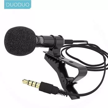 Зажим для микрофона 3,5 мм, воротник-стойка для мобильного телефона, разговор на лекциях, кронштейн-зажим 1,5 м/3 м, вокальный аудиоотворотный микрофон 1.5M (3.5mm) чёрный
