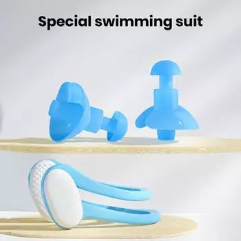 Зажим для носа для плавания, водонепроницаемая затычка для ушей для начинающих, детей и взрослых, красочная аварийная пробка для носа, зажим для носа, аксессуары для плавания A синий