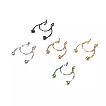 Зажим для носа из нержавеющей стали Кольцо в носу 5 Хрящ Непористый пирсинг Украшение носа, ложное кольцо в носу Вакуумное покрытие разноцветный
