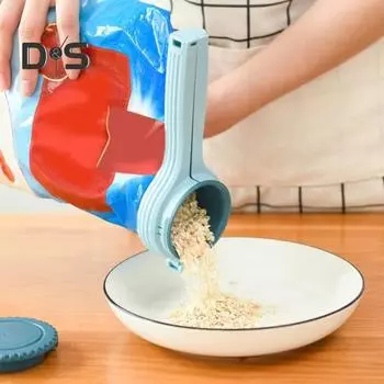 Зажим для пакета с носиком для заливки Зажимы для пищевых пакетов для герметизации Многоразовые пластиковые зажимы для запечатывания крышек Удобные зажимы для пакетов с носиком для заливки для хранения продуктов Влагонепроницаемые светло-синий