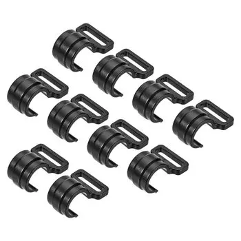 Зажим для палатки uxcell, внутренний диаметр 19 мм, С-образный кронштейн для брезента, пластиковый зажим, крепление для кемпинга на открытом воздухе, черный, 10 шт.