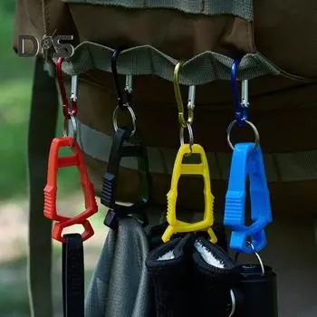 Зажим для перчаток на открытом воздухе с карабином, прочный, без помощи рук, многофункциональный, для кемпинга, пешего туризма, вешалка для рабочих перчаток, держатель, зажим для ремня оранжевый