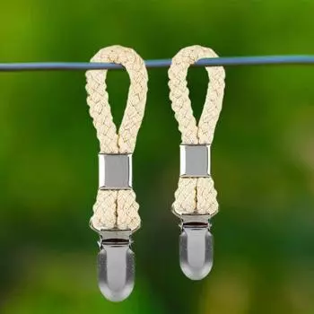 Зажим для полотенец, практичная толстая плетеная хлопковая веревка, подвесной зажим, сверхпрочная вешалка для ткани, зажим для полотенец для кухни бежевый