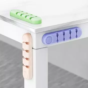 Зажим для провода самоклеящийся все в одном 4 слота антизакручивающийся силиконовый однотонный цветной настольный держатель для наушников кабельный держатель для дома фиолетовый