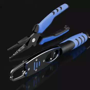 Зажим для рыбалки из алюминиевого сплава, контрольная рыба, 2/набор, зажим для губы, разрезное кольцо, режущая леска, зажим для приманки, многофункциональные рыболовные инструменты 1set with sling bag синий