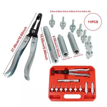 Зажим для сальника, плоскогубцы, ремонтный комплект, автомобильный двигатель, шток клапана распределительного вала, разборка с переходником для сальника, набор гнезд, 11 шт., универсальный 11PCS красный