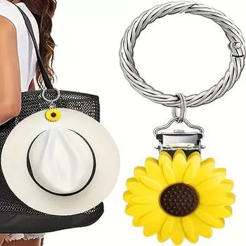 Зажим для шляпы с ярким цветком — легкий и многофункциональный дорожный аксессуар для женских солнцезащитных шляп и рюкзаков White Leaves