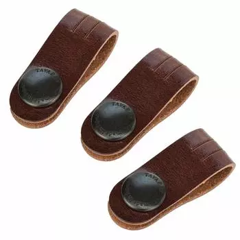 Зажим для шнура, длинный зажим для кабеля, набор из 3 лент, натуральная кожа, сделано в Японии, кожаный зажим химедзи [Tavarat] (Темно коричневый)