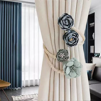 Зажим для штор, подхват для драпировки, искусственный цветок, занавеска для окна, закручивающийся подхват, украшение для серый