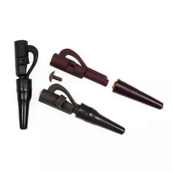 Зажим для штыря Saftey и хвостовая резина для снастей для ловли карпа Безопасная система зажимов для поводка, используемая с поворотными поводками Черный Коричневый Зеленый коричневый