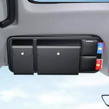 Зажим для солнцезащитных очков из искусственной кожи, сумка для хранения солнцезащитного козырька, счетная карта, компакт-диск, держатель для телефона, ящик для хранения, панель для козырька, сумка для хранения автомобильного органайзера для солнцезащитно