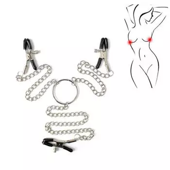 Зажим для сосков с металлической цепью, регулируемый зажим для клитора, ограничения для связывания, зажим для половых губ, стимуляция, секс-игрушка для женщин