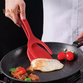 Зажим для стейка и хлеба Удобная ручка Многофункциональный нейлон Удобный нескользящий зажим для хлеба Еда Лопатка для жарки стейка Кухонные аксессуары красный