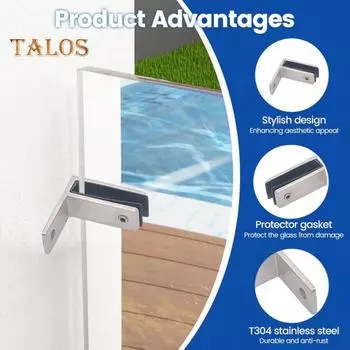 Зажим для стекла из нержавеющей стали 304 Черный зажим для стекла для перил с резиновыми прокладками Высокая несущая способность Простая установка Современный дизайн Прибрежный A серебряный
