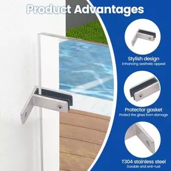 Зажим для стекла из нержавеющей стали 304, черный зажим для стекла с резиновыми прокладками A серебряный