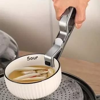 Зажим для тарелок и мисок HOT Зажим для мисок из нержавеющей стали Универсальный ручной держатель для тарелок Щипцы для защиты от горячих предметов Зажим для кухонных принадлежностей 1PCS