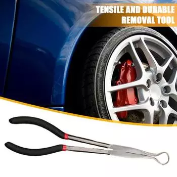 Зажим для труб, прочный металлический автомобильный плоскогубцы для топливной трубы, инструмент для удаления, противоскользящие длинные плоскогубцы для снятия свечей зажигания для работы A