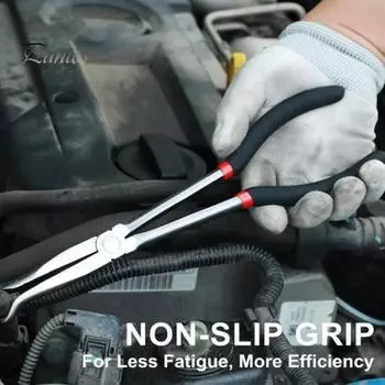 Зажим для труб, прочный металлический автомобильный плоскогубцы для топливной трубы, инструмент для удаления, противоскользящие длинные плоскогубцы для снятия свечей зажигания для работы A