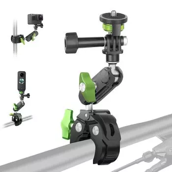 Зажим для трубы Hemmotop для крепления экшн-камеры на велосипеде, алюминиевый сплав, устойчивое вращение, совместимое с диаметром руля, Magic Arm Super зелёный