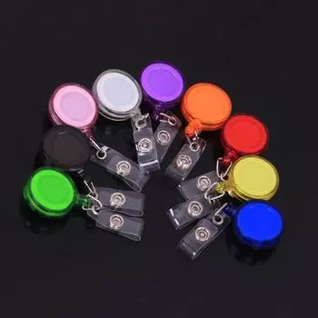 Зажим для удостоверения личности, бейдж, ремешок, бирка, держатель для ключа, зажим для ремня, катушка с откатными пружинами, выдвижная, прозрачная разноцветный