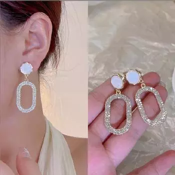 Зажим для ушей без пирсинга, новые серьги-клипсы со стразами, модные серьги для женщин