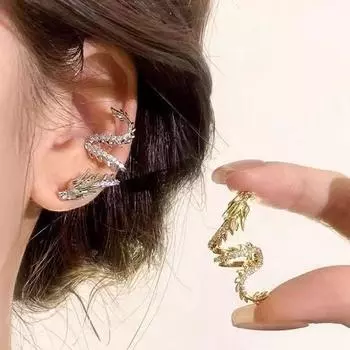 Зажим для ушей дракона, уникальный дизайн, изысканные серьги без отверстий для ушей, зажимы для ушей золотой