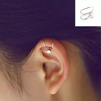 Зажим для ушей, манжета, изысканная женская манжета без пирсинга в форме сердца и луны, искусственная 3 золотой