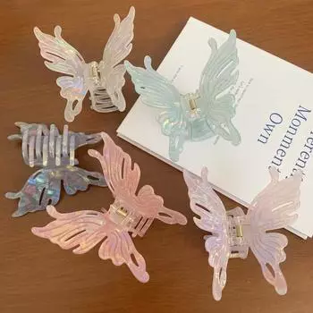 Зажим для волос «бабочка», держатель для хвоста, большая заколка-акула, заколка-бабочка, уличная одежда синий