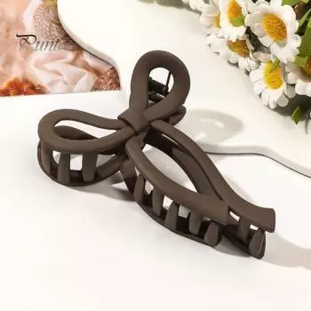 Зажим для волос с бантом, крепкий захват, аккуратно удерживает волосы, зажим для волос, аксессуар для волос, зажим-коготь из пластика, металлическая пружина, большая заколка для волос для путешествий, душа, работы чёрный