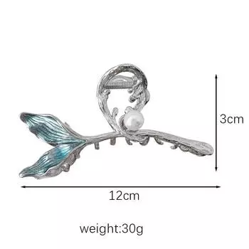 Зажим для волос с жемчужным хвостом и большой пластиной для темперирования