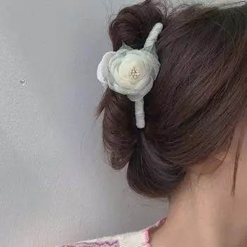 Зажим для волос Shark Grab Clip Flower Hair Claw в корейском стиле, заколка для волос Camellia Hair Claw, женские аксессуары для волос