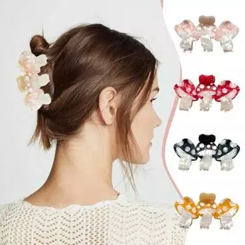 Зажим для волос «Три гриба» Нескользящий, сильная фиксация Для женщин и девочек Длинный, толстый, тонкий, вьющийся, уксусная кислота, зажим для волос, аксессуары для волос чёрный