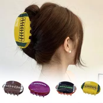 Зажим для волос в стиле регби, нескользящий, сильная фиксация, для женщин и девочек, длинные, густые, тонкие, вьющиеся волосы, аксессуары для волос, подарки для любителей спорта E