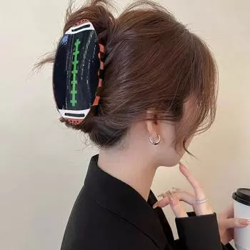 Зажим для волос в стиле регби, нескользящий, сильная фиксация, для женщин и девочек, длинные, густые, тонкие, вьющиеся волосы, аксессуары для волос, подарки для любителей спорта A