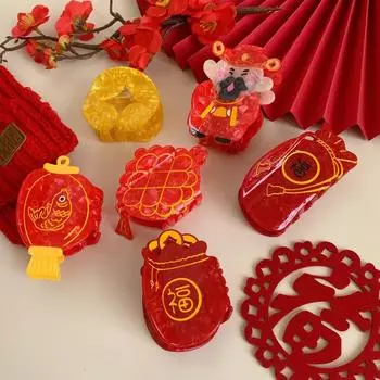 Зажим для волос в виде ацетатного когтя для сумки с деньгами, мультяшный большой зажим для волос в виде акулы, милый новогодний коготь для волос для девочек Style A