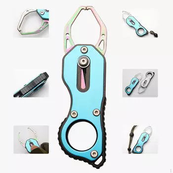 Зажим для захвата рыбы с рыболовным ремешком, удобная ручка, сверхмощный портативный крючок синий