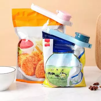Зажим для запечатывания пакетов с носиком для заливки 2X Зажимы для пакетов с чипсами Зажимы для закусок Зажим для запечатывания пищевых продуктов Зажим для заливки хлебных пакетов Закусочные пакеты синий