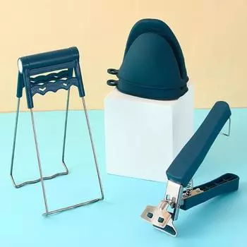 Зажим для защиты от ожогов, зажим для чаши, устойчивый к высоким температурам, нескользящий зажим для посуды, зажим для подноса из нержавеющей стали, набор кухонных чаш Pink 2pcs pads